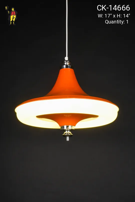 Orange Mid Century Fluorescent Pendant