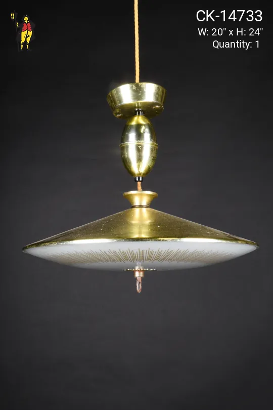 Brass Mid Century Pull Down Fixture