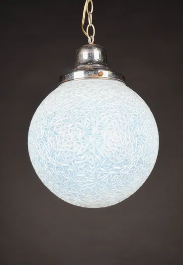 12" Light Blue Textured Hanging Glass Globe