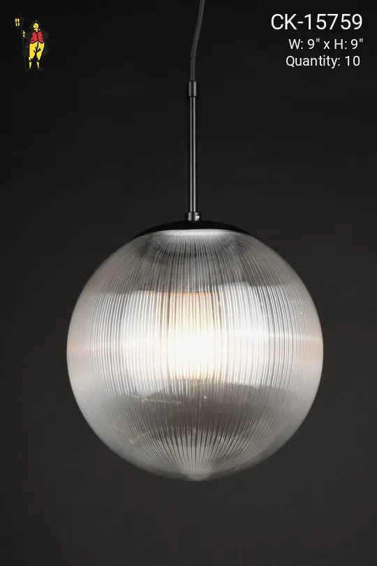 9" Neckless "Ribbed" Acrylic Hanging Globe
