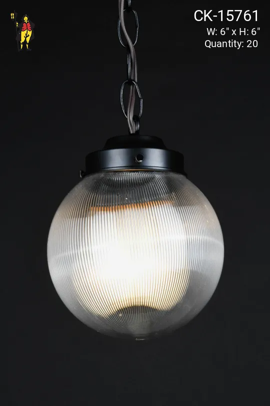 6" "Ribbed" Acrylic Hanging Globe