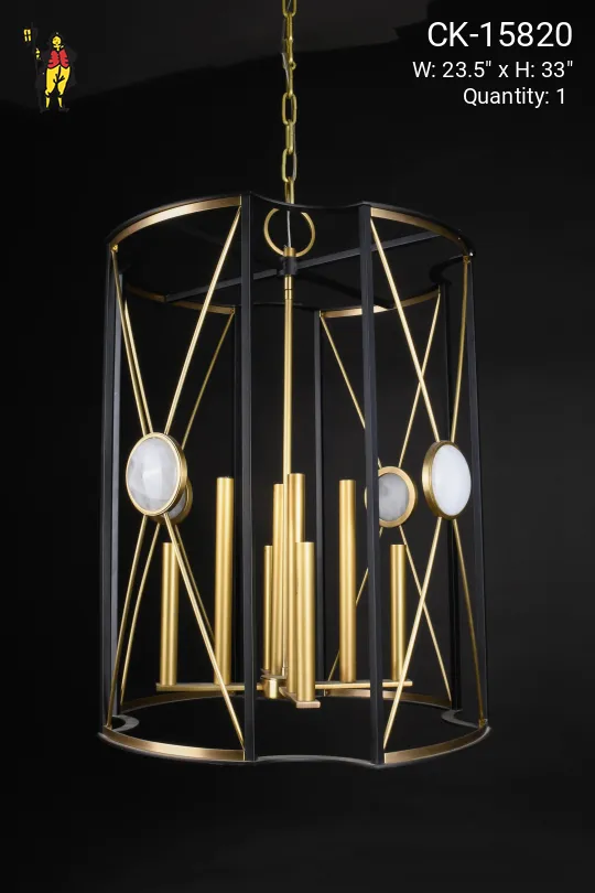Brass & Black Eight Light Hanging Lantern