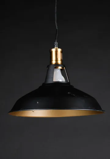 12.5" Black & Antique Brass Hanging RLM