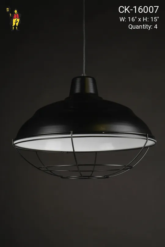 16" Black Hanging RLM w/Black Cage