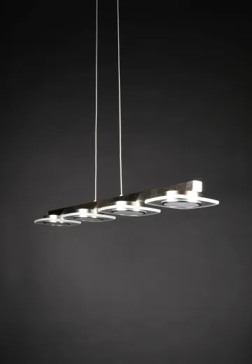 34" Nickel Three Light Linear Hanging Fixture