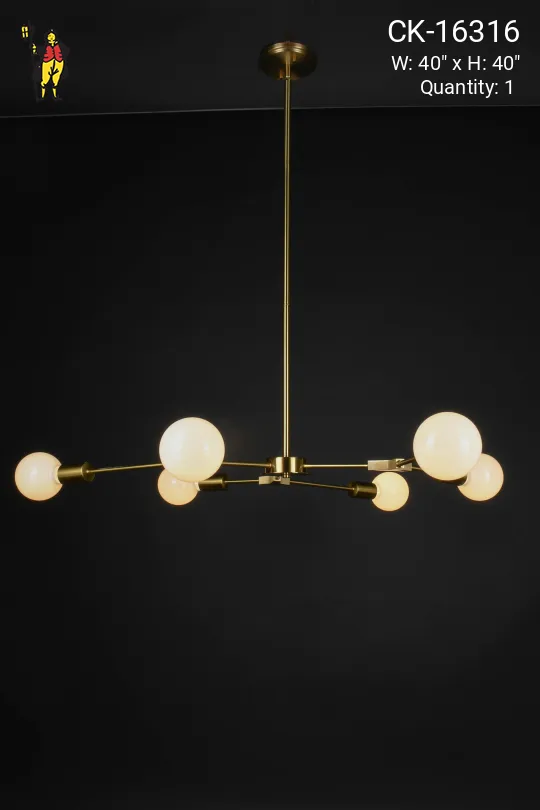 Brass Six Light Modern Hanging Fixture