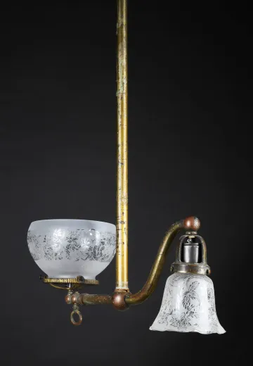 Antique Brass Faux Gas Hanging Pendant