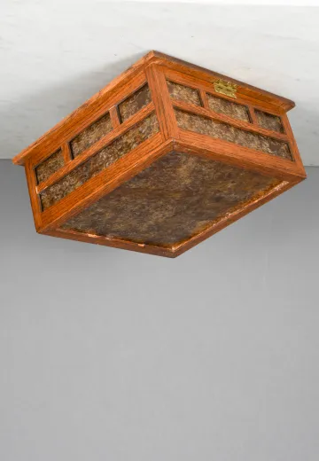 Wood & Mica Square Rustic Flush Mount Fixture