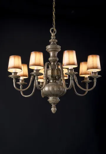 Antique Brass Curved Arm Chandelier