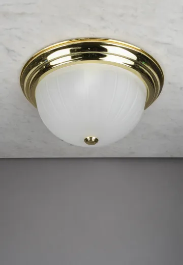 Polished Brass & Glass Flush Mount