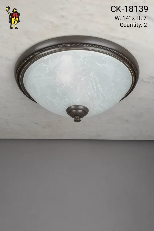 Bronze & Glass Flush Mount