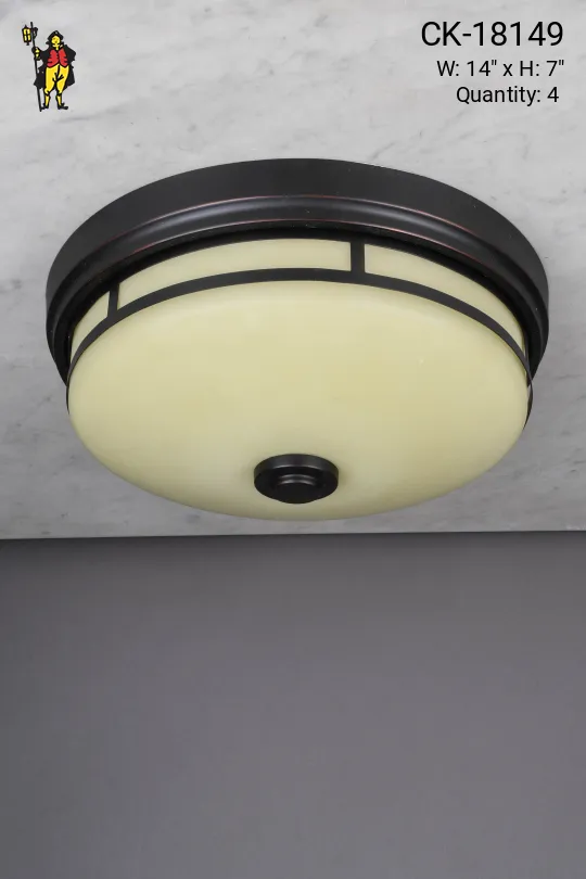 Bronze & Glass Flush Mount