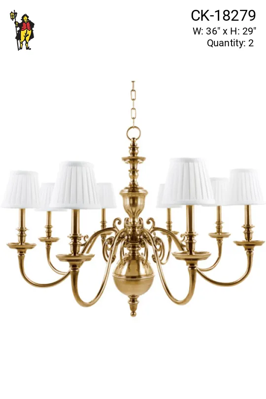 Eight Light Brass Georgian Chandelier