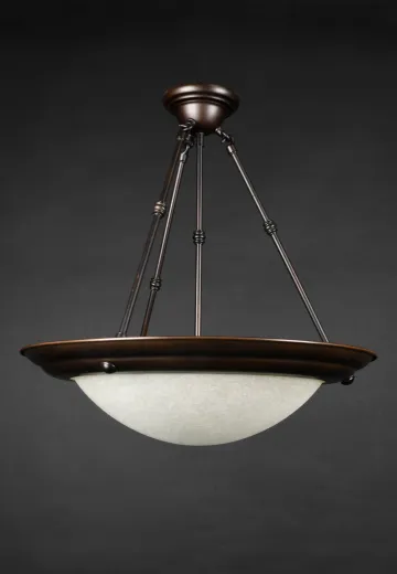 Bronze & Frosted Glass Hanging Bowl Pendant