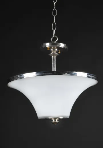 Nickel & Glass Semi Flush Hanging Fixture