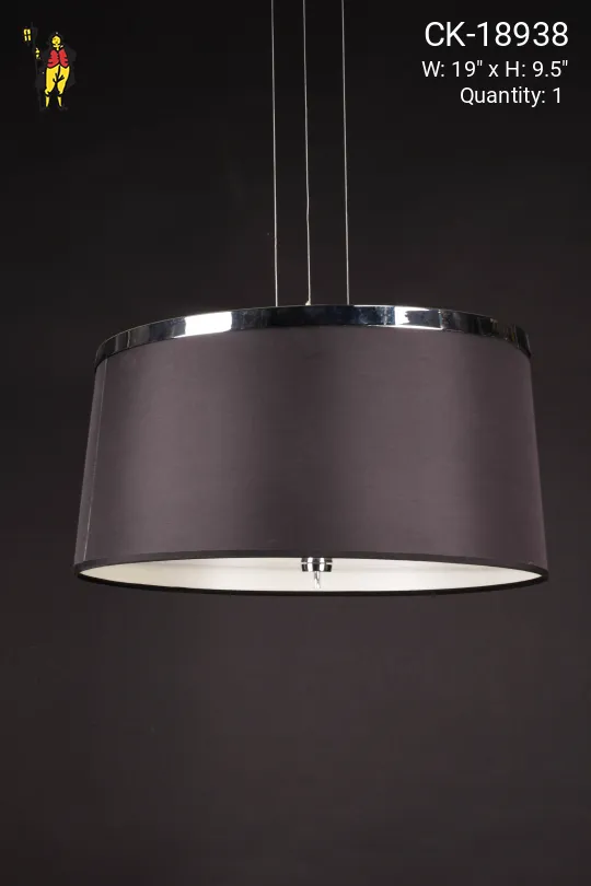 Black Fabric Hanging Drum Shade Pendant