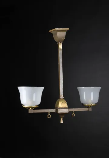 Faux-Oil/Gaslight Electrified Two Light Hanging Fixture
