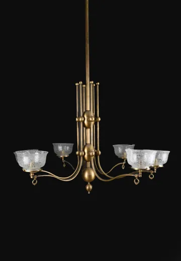 Faux-Oil/Gaslight Electrified Six Light Oversize Chandelier