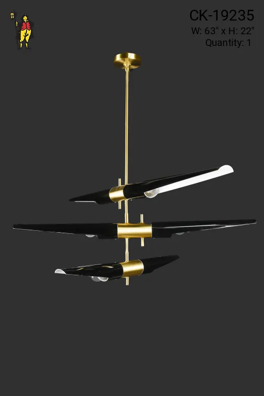 Black & Brass Linear Adjustable Hanging Fixture
