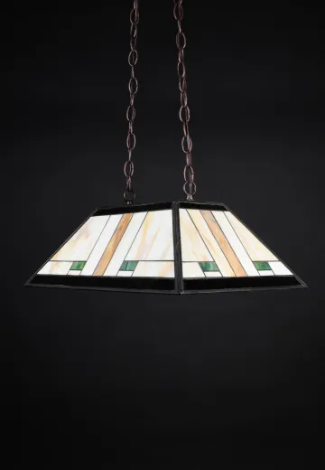 Small Slag Glass Linear Hanging Pendant