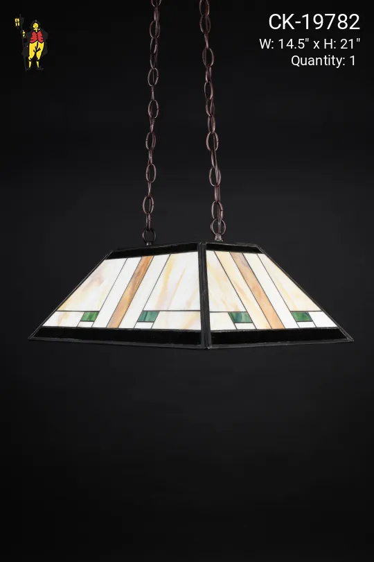 Small Slag Glass Linear Hanging Pendant