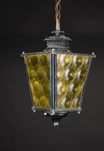 Yellow Etched Glass Lantern