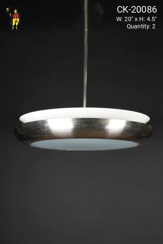 Nickel Hanging Pendant w/Glass Diffuser (One Textured, One Smooth)