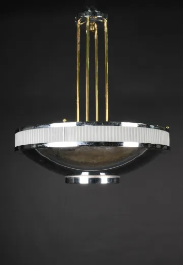 Art Deco Polished Nickel Hanging Bowl