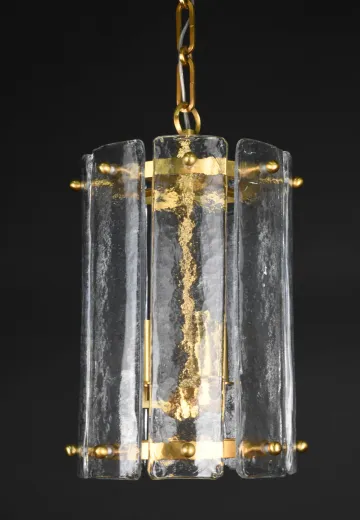 Brass & Frosted Glass Hanging Lantern (S)