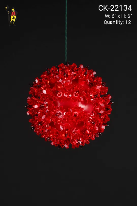 6" Red Hanging Holiday Globe