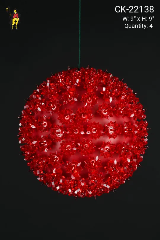 9" Red Hanging Holiday Globe