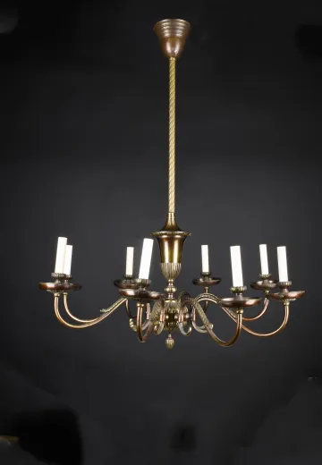 Antique Brass Traditional Eight Light Chandelier (On 18" Stem)