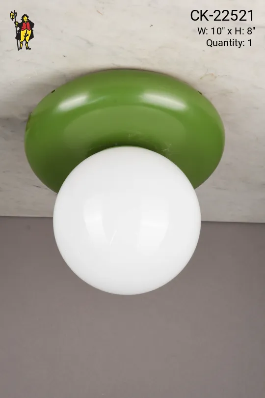 Green Mid Century Globe Shaded Flush Mount Fixture