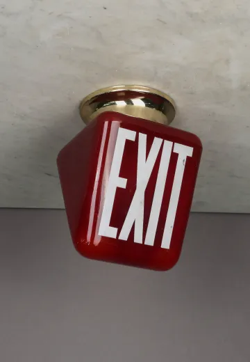 Red Glass Double Sided Exit Sign (Available as Flushmount or Hanging)
