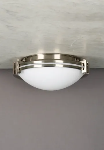Nickel & Glass 12" Flush Mount Fixture