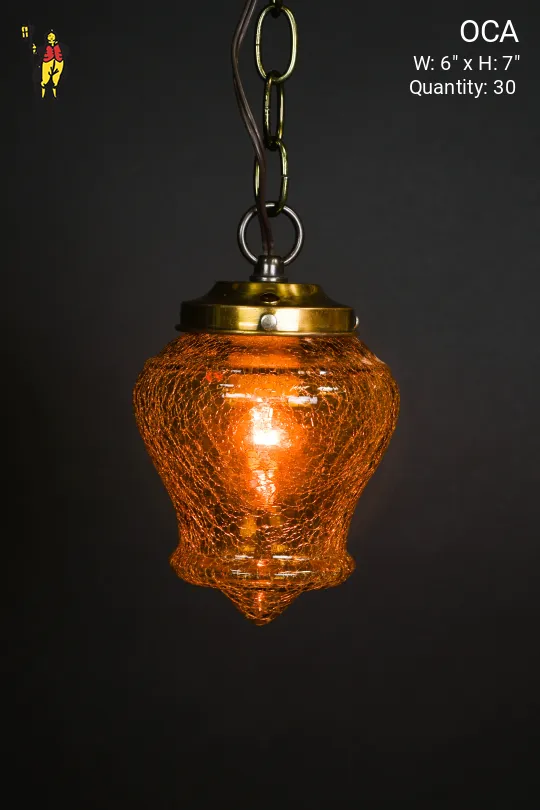 Hanging Amber Cracked Acorn Globe