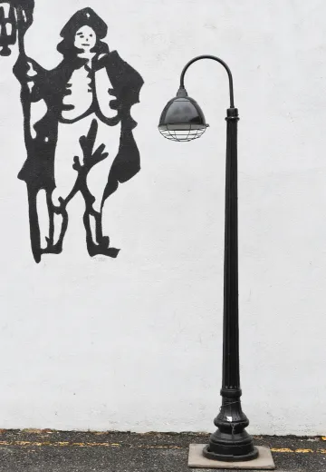 Curved Arm Caged Reflector Lamp Post