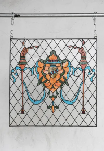 Orange & Teal Clear Stain Glass