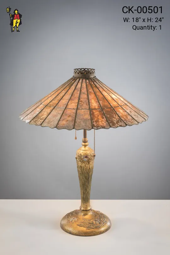 Antique Brass Table Lamp w/Mica Shade