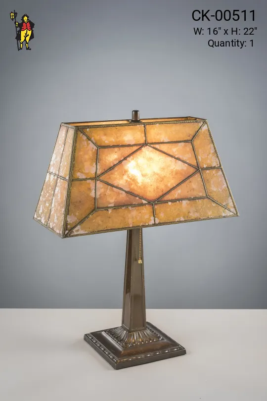 Bronze Table Lamp w/Amber Mica Lampshade