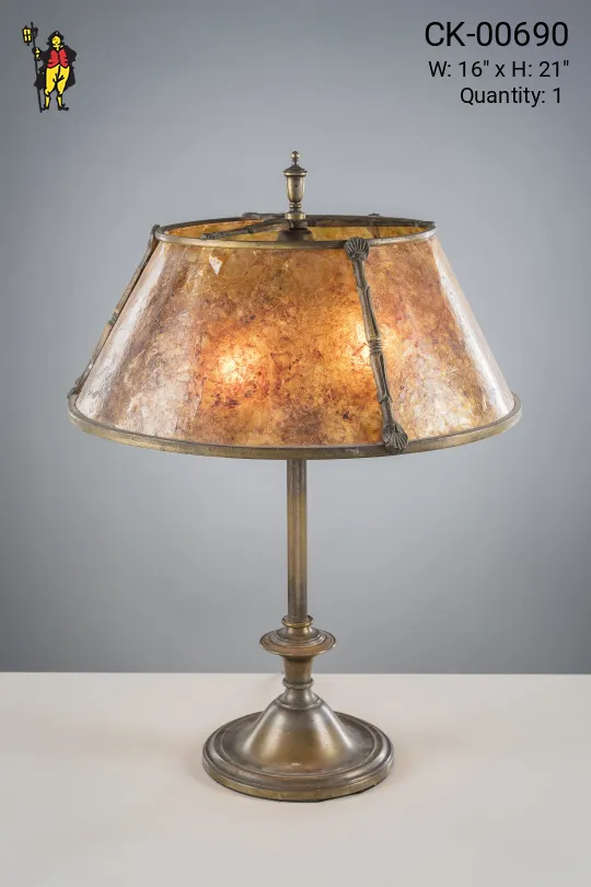 Bronze Table Lamp w/Amber Mica Lampshade