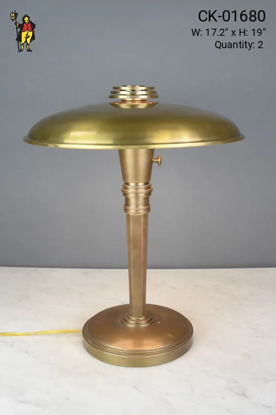 Aged Brass Art Deco Table Lamp