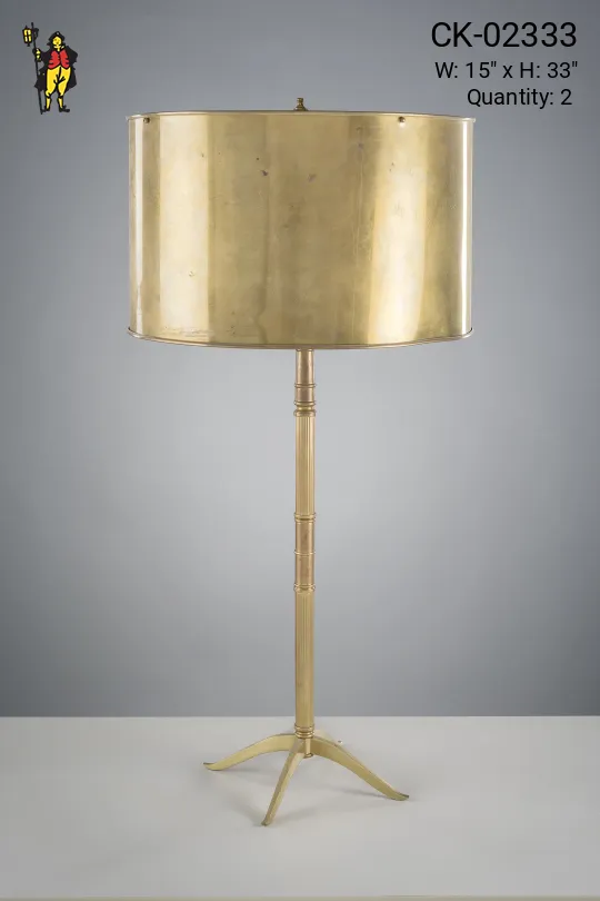Brass Footed Table Lamp w/Brass Shade