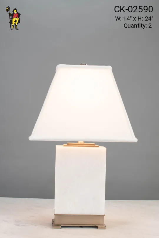 White Square Marble Table Lamp