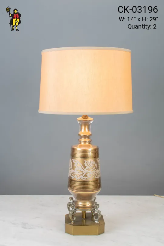 Brass & Glass Etched Table Lamp