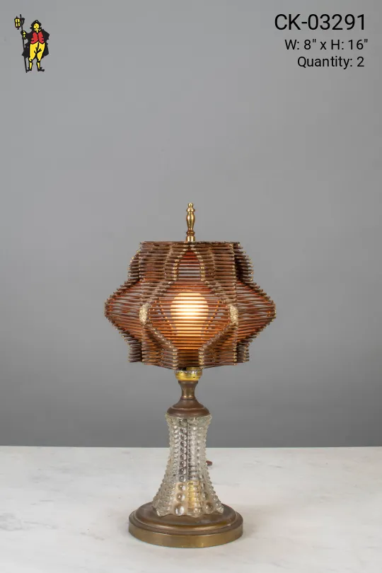 Wooden Shaded Small Table Lamp