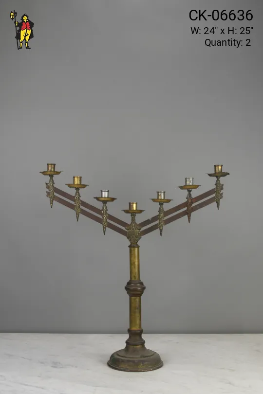 Seven Non-Electric Candle Table Candelabra