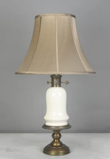 White Cermaic & Brass Table Lamp