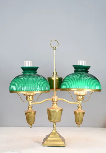 Electrified Two Light Oil Lamp