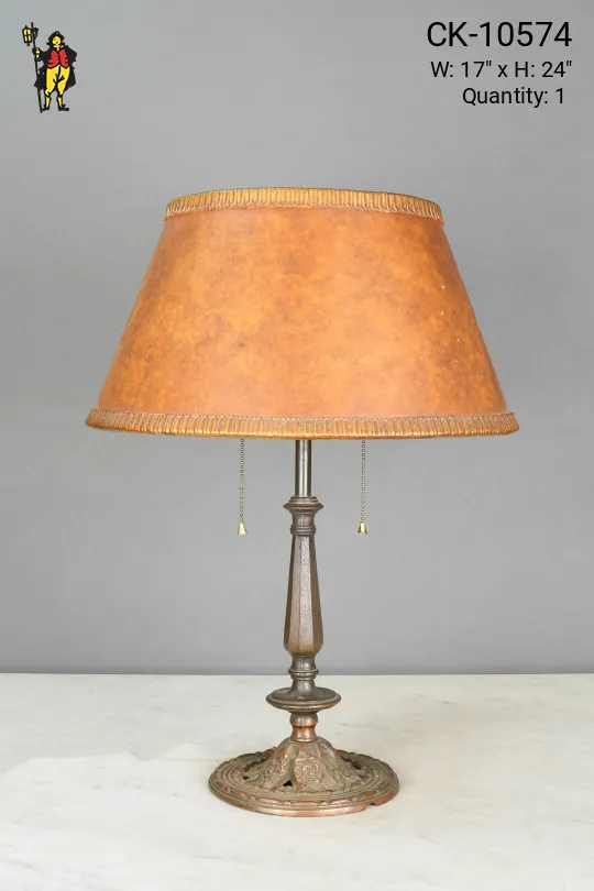 Brass Table Lamp w/Woven Mica Shade